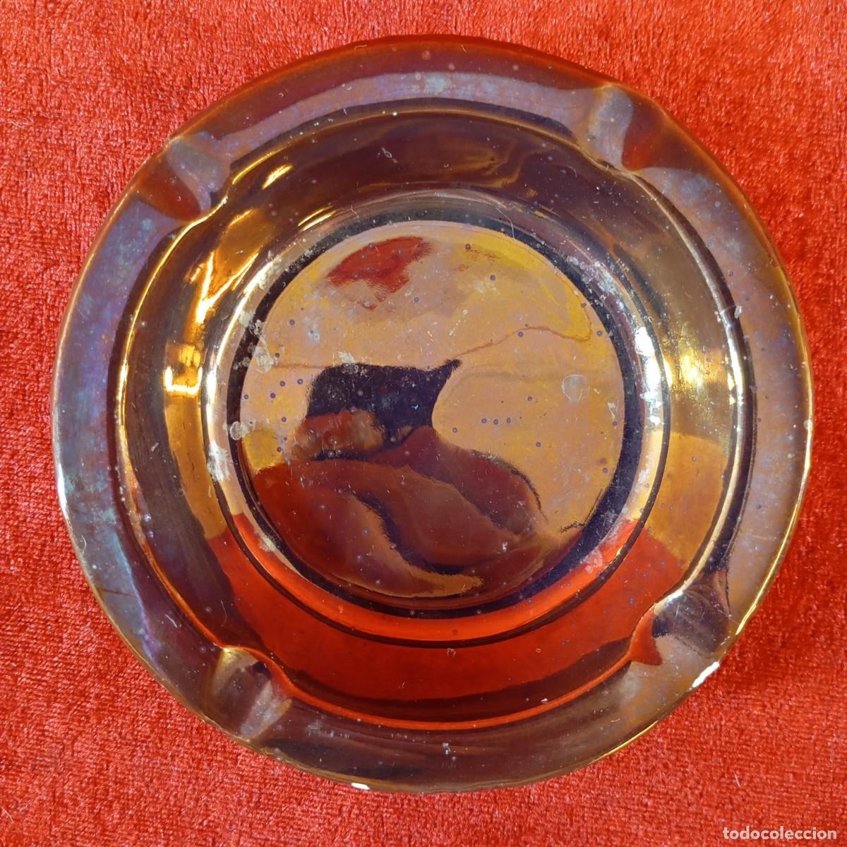 Ceniceros: CENICERO DE PORCELANA VIDRIADA ESTILO CERAMICA DE MANISES REFLEJOS - 11 CM