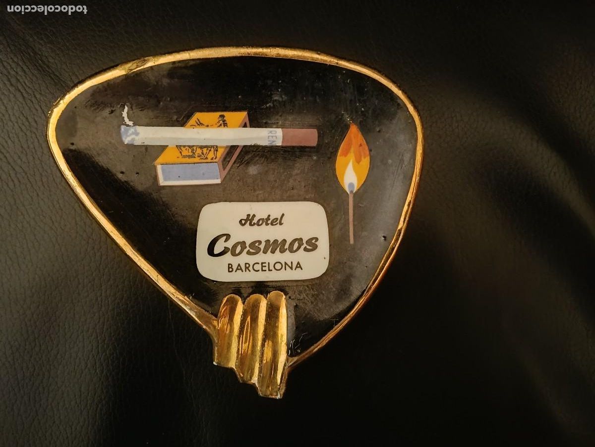 Ceniceros: ANTIGUO Y RARO CENICERO EN CERAMICA ESMALTADA - BOTET MAS - MANISES - PUBLI HOTEL COSMOS BARCELONA