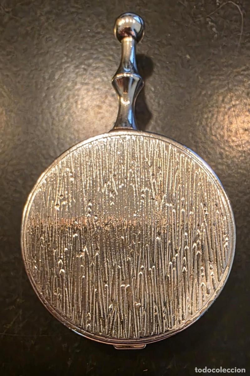 Ceniceros: Cenicero de bolsillo vintage con tapa y pala abatible &ndash; Metal plateado &ndash; 7 x 4,5 cm