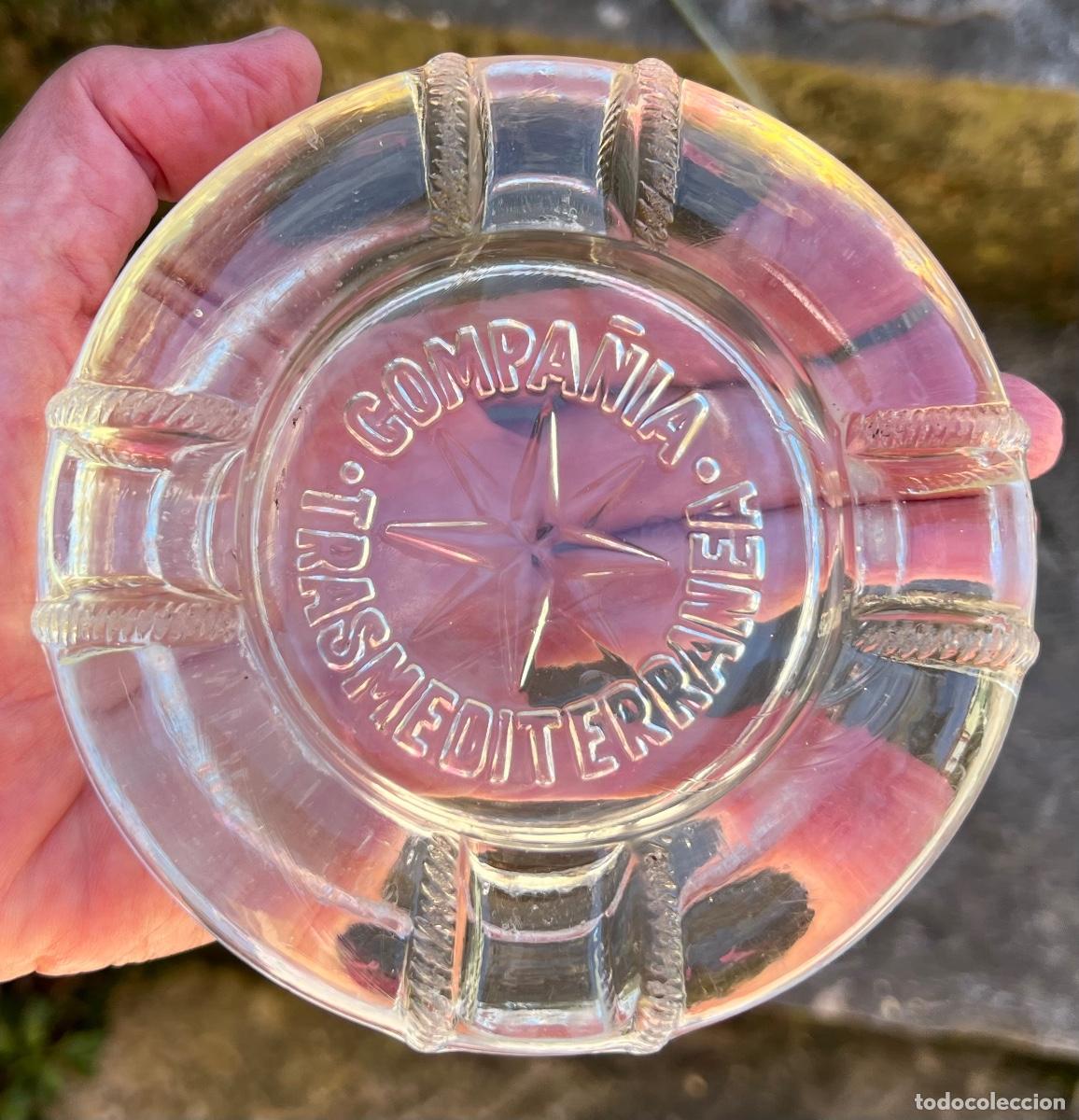 Ceniceros: Antiguo cenicero de cristal Compa&ntilde;&iacute;a Trasmediterranea (Naviera)