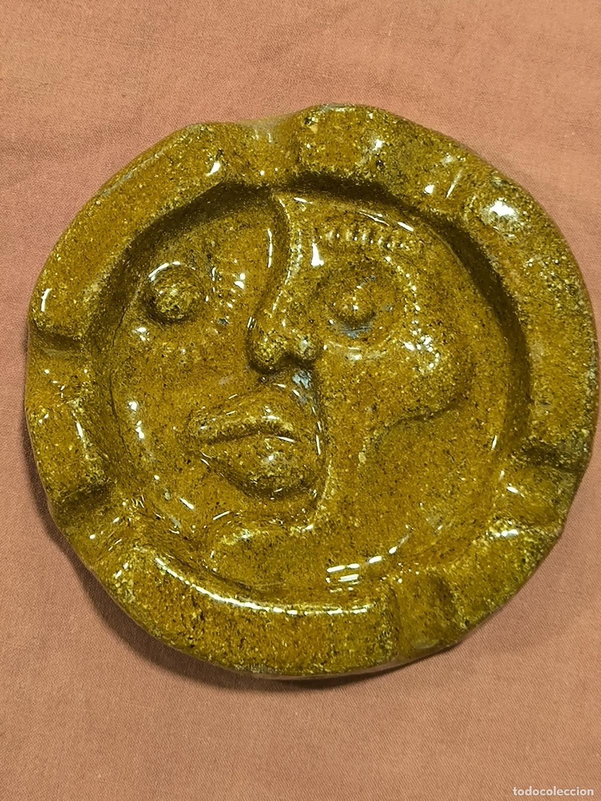 Ceniceros: Cenicero de Alfarer&iacute;a Escultura Rostro de Mujer Coleccionismo