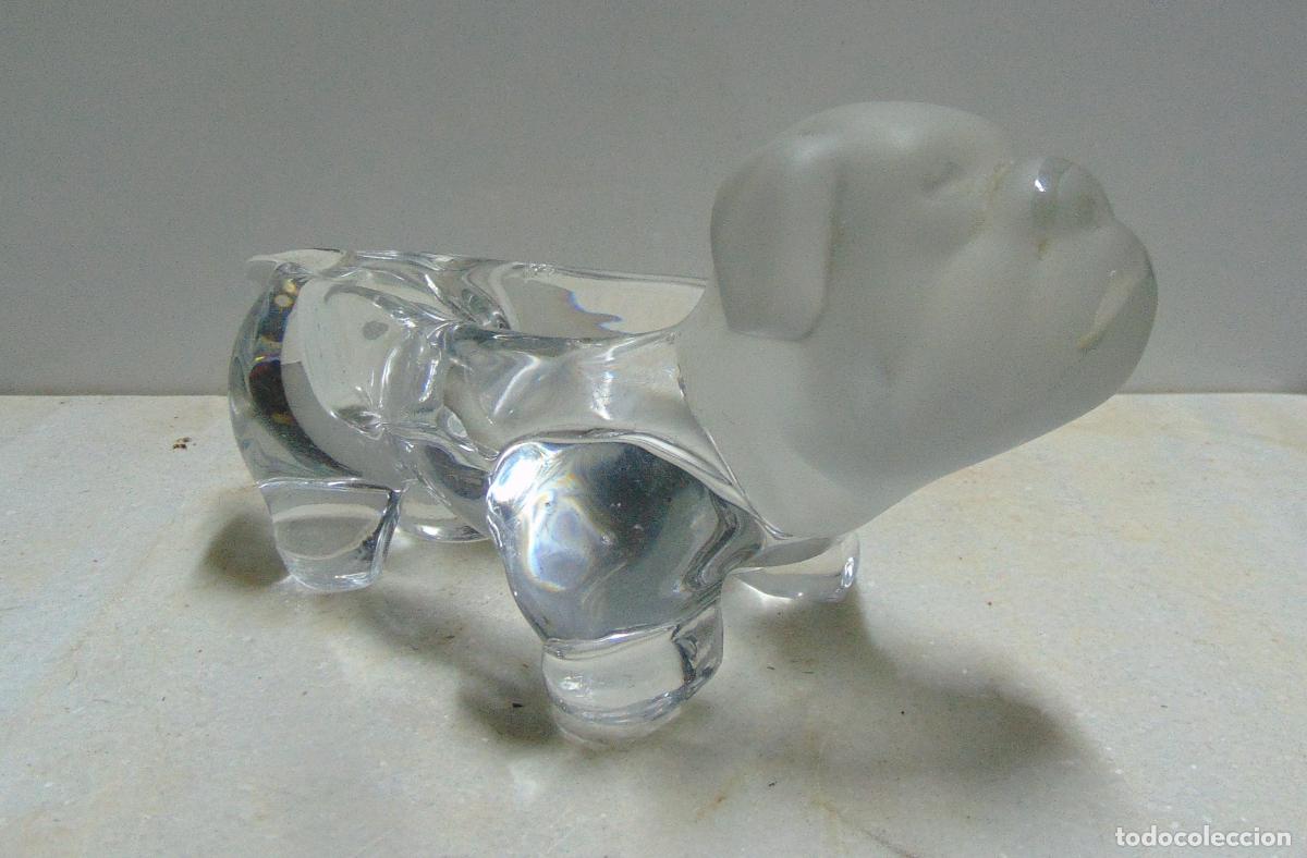 Ceniceros: CENICERO DE CRISTAL CON FORMA DE PERRO , EN PERFECTO ESTADO, 20 CM DE LARGO