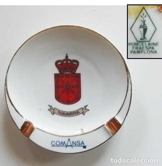 Ceniceros: CENICERO COMANSA ESCUDO NAVARRO - PORCELANA FRAESPA - EMBLEMA DE NAVARRA ( ESPA&Ntilde;A )- ANTIGUO VINTAGE