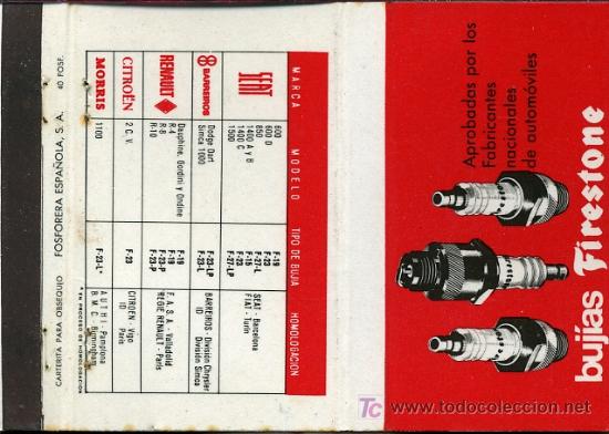 Cajas de cerillas: Cerillas - FIRESTONE BUJIAS - Foto 1