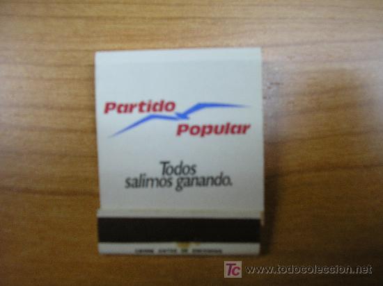 Cajas de cerillas: CARTERILLA DE CERILLAS DEL PARTIDO POPULAR - Foto 1