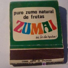Cajas de Cerillas: CAJA DE CERILLAS. BEBIDAS. ZUMO DE FRUTAS ZUMAI. AÑOS 60 - 70. 