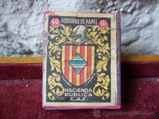 Cajas de Cerillas: Caja de cerillas a&ntilde;os 40 con escudo de Gerona