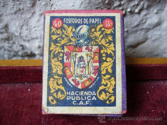Cajas de Cerillas: Caja de cerillas a&ntilde;os 40 con escudo de Sevilla