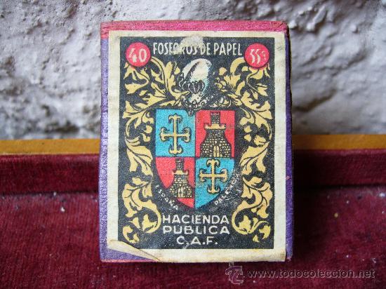 Cajas de Cerillas: Caja de cerillas a&ntilde;os 40 con escudo de Palencia