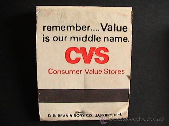 Cajas de cerillas: CAJA DE CERILLAS, CVS CONSUMER VALUE STORES,   (15) - Foto 2