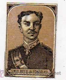 Bo&icirc;tes d'Allumettes: Cromo de Cerillas. Su Majestad Don Alfonso XII. Rey de Espa&ntilde;a Monarquia.