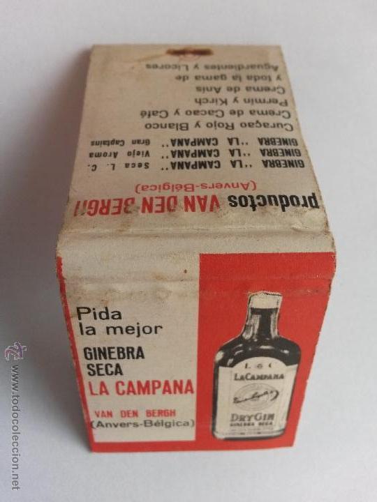 Cajas de cerillas: Caja de cerillas con a&ntilde;os completa de cerillas publicidad ginebra seca la campana