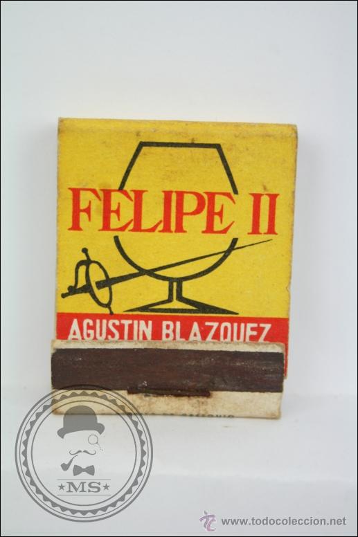 Cajas de Cerillas: Carterita Cerillas Publicidad Felipe II. Agust&iacute;n Bl&aacute;zquez. Jerez - Con Cerillas - 5 x 4 Cm