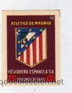 Cajas de cerillas: Antiguo cromo de caja de cerillas. Fosforera espa&ntilde;ola. Atl&eacute;tico de Madrid. Futbol. 3 x 4 cm