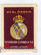 Matchboxes: Antiguo cromo de caja de cerillas. Fosforera espa&ntilde;ola. Rea&ntilde; Madrid. Futbol. 3 x 4 cm