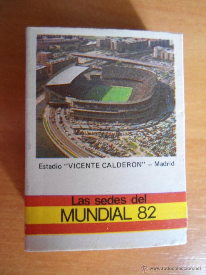 Cajas de Cerillas: ANTIGUA CAJA DE CERILLAS - SEDES DEL MUNDIAL 82 ESPA&Ntilde;A - FOSFORERA ESPA&Ntilde;OLA - VICENTE CALDERON