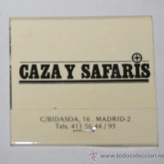 Cajas de Cerillas: CAJA VINTAGE DE CERILLAS COMPLETA, REVISTA CAZA Y SAFARIS. Lote 50347834