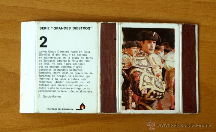Cajas de cerillas: Caja de cerillas - Serie Grandes Diestros, n&ordm; 2 Ostos Carmona - F&oacute;sforos del Pirineo - A&ntilde;os 70