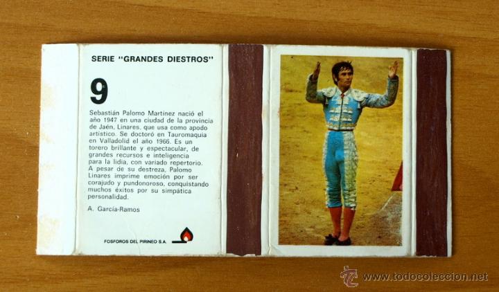 Cajas de cerillas: Caja de cerillas - Serie Grandes Diestros, n&ordm; 9 Palomo Martinez - F&oacute;sforos del Pirineo - A&ntilde;os 70
