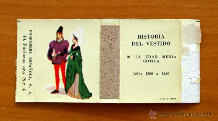 Cajas de Cerillas: Historia del vestido - N&ordm; 10 La edad media G&oacute;tica, a&ntilde;os 1200 a 1480 - Caja de cerillas - A&ntilde;o 1961
