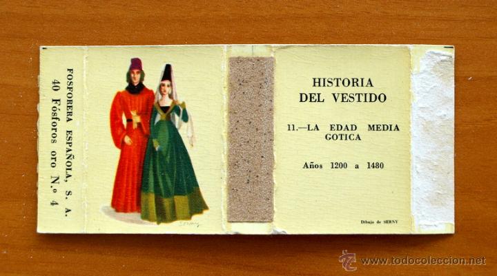 Cajas de Cerillas: Historia del vestido - N&ordm; 11 La edad media G&oacute;tica, a&ntilde;os 1200 a 1480 - Caja de cerillas - A&ntilde;o 1961