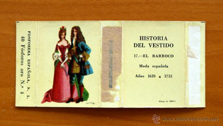 Cajas de Cerillas: Historia del vestido - N&ordm; 17 El Barroco, moda Espa&ntilde;ola - Caja de cerillas - A&ntilde;o 1961