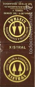 Cajas de cerillas: CAJA DE CERILLAS, AUTO ESCOLA COOPERATIVA, XISTRAL, FERROL Y MUGARDOS, A&Ntilde;OS 70/80