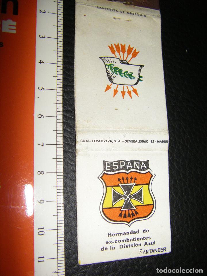 Cajas de Cerillas: Carterita de cerillas. Plancha. Hermandad de ex combatientes de la Divisi&oacute;n Azul. Santander