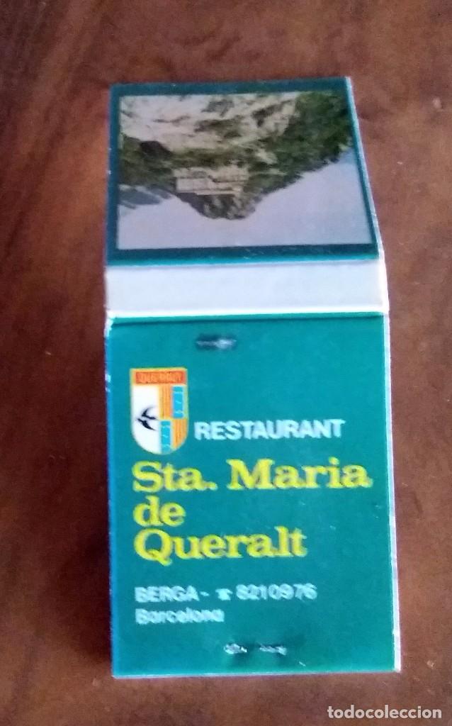 Matchboxes: CARTERITA DE CERILLAS PUBLICITARIA - A&Ntilde;OS 60/70 - RESTAURANT STA. MARIA DE QUERALT - BERGA