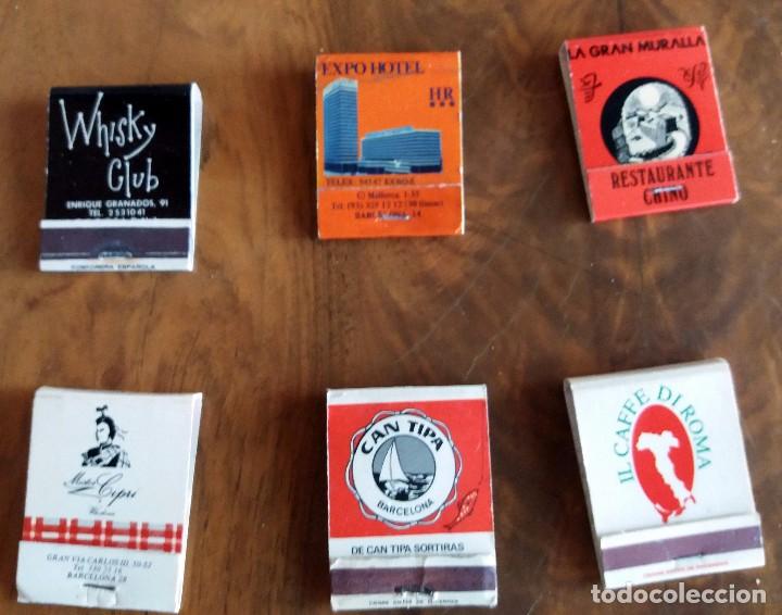 Matchboxes: 6 CARTERITAS DE CERILLAS PUBLICITARIA - A&Ntilde;OS 60/70 - BARCELONA CAPITAL - LOTE N&ordm; 13