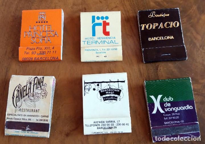 Matchboxes: 6 CARTERITAS DE CERILLAS PUBLICITARIA - A&Ntilde;OS 60/70 - BARCELONA CAPITAL - LOTE N&ordm; 15