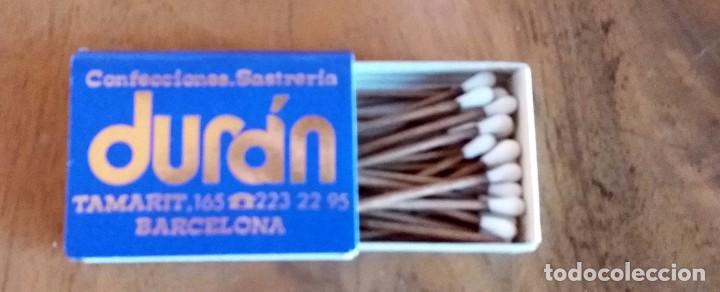 Cajas de cerillas: CAJA DE CERILLAS - PUBLICITARIA - CONFECCIONES - SASTRERIA DUR&Aacute;N - BARCELONA
