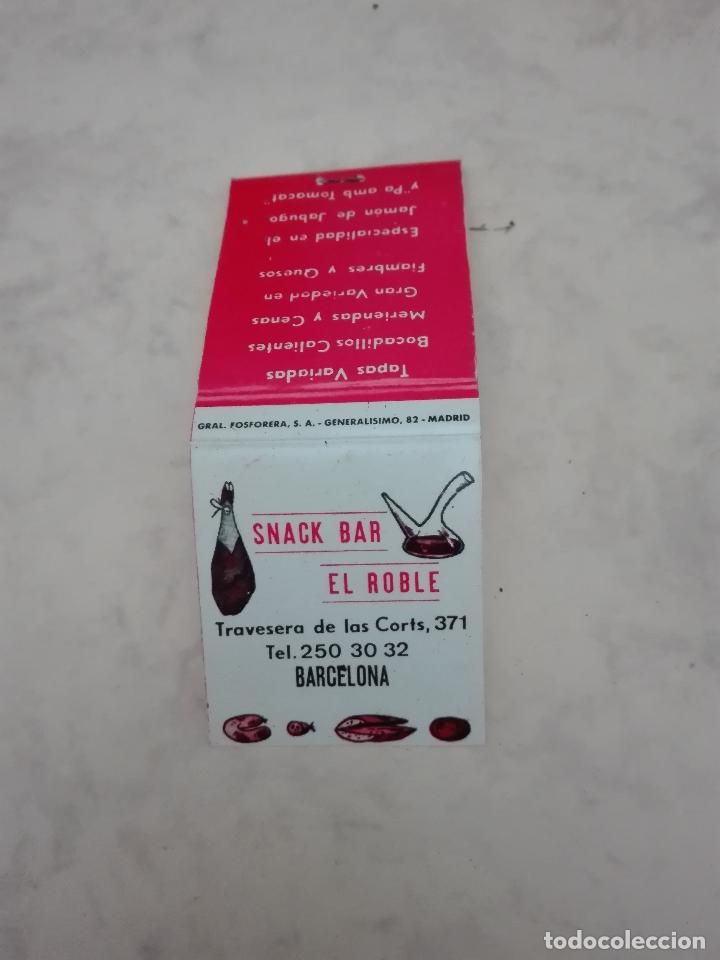 Matchboxes: CAJA O CARTERITA DE CERILLAS - SNACK BAR EL ROBLE - BARCELONA - SIN USO