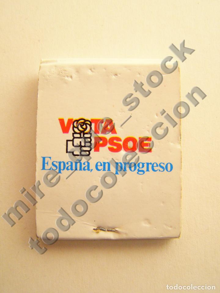 Cajas de cerillas: CAJA DE CERILLAS PSOE - ESPA&Ntilde;A EN PROGRESO - CANTABRIA - 1989 - Foto 2