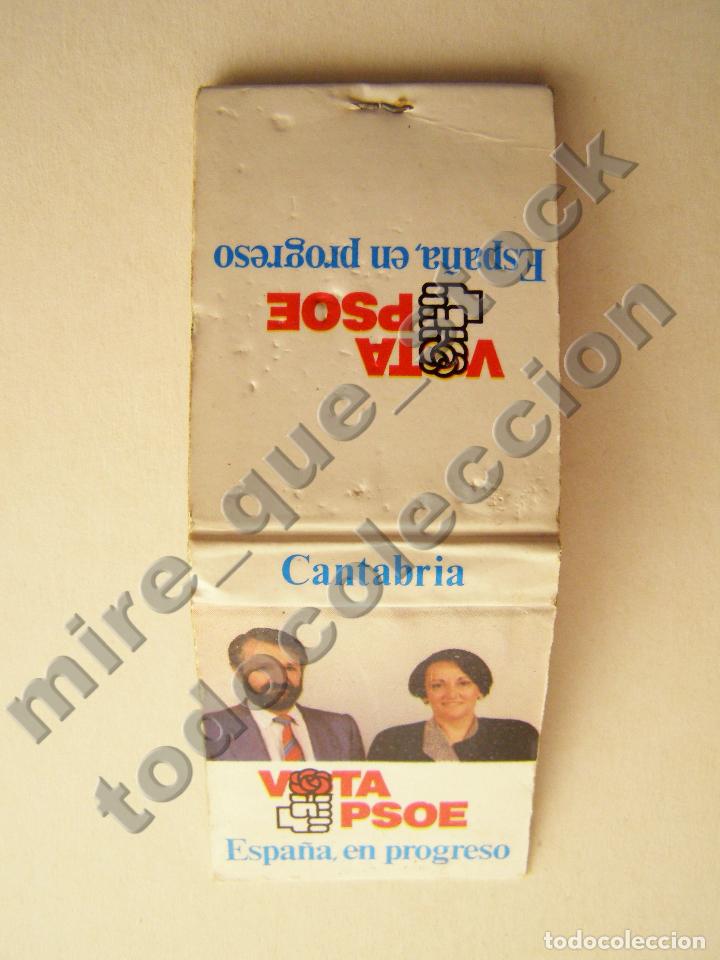 Cajas de cerillas: CAJA DE CERILLAS PSOE - ESPA&Ntilde;A EN PROGRESO - CANTABRIA - 1989 - Foto 3