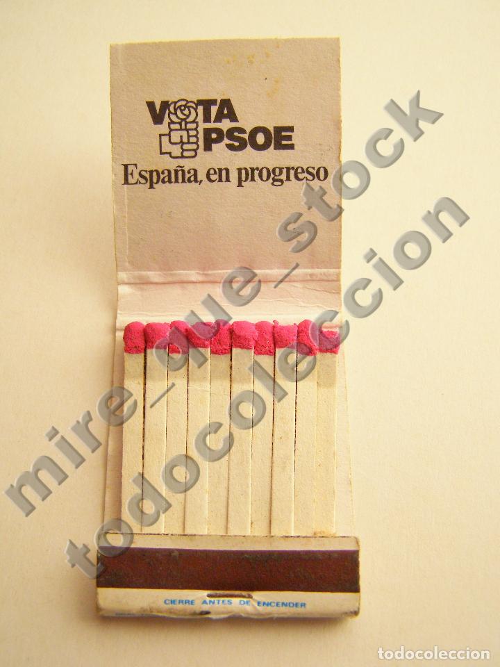 Cajas de cerillas: CAJA DE CERILLAS PSOE - ESPA&Ntilde;A EN PROGRESO - CANTABRIA - 1989 - Foto 4