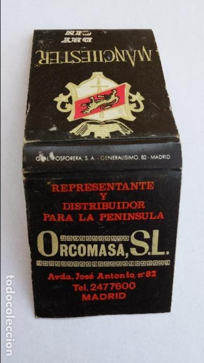 Cajas de cerillas: Caja de cerillas de ginebra manchester, con calendario dentro de 1967 , madrid , completa