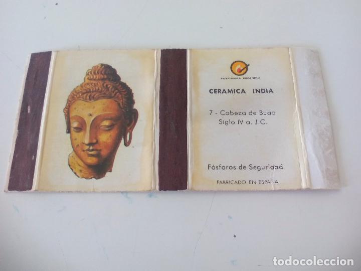 Cajas de Cerillas: n&ordm; 7 Cabeza de Buda S IV a J.C.. Serie Cer&aacute;mica India Caja de cerillas Matchbox allumettes Matches