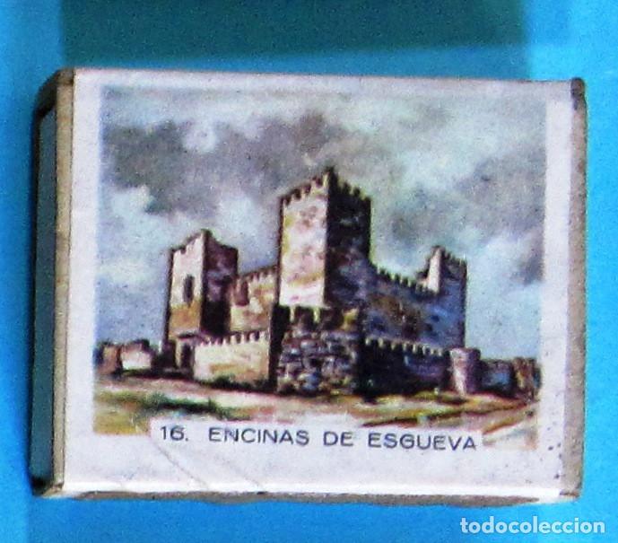 Bo&icirc;tes d'Allumettes: CAJA DE CERILLAS CASTILLO. 16. ENCINAS DE ESGUEVA, VALLADOLID. FOSFORERA ESPA&Ntilde;OLA.