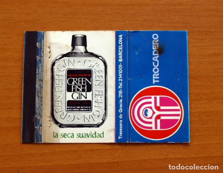 Cajas de cerillas: Carterita de cerillas - Ginebra Green Fish - Trocadero - Barcelona