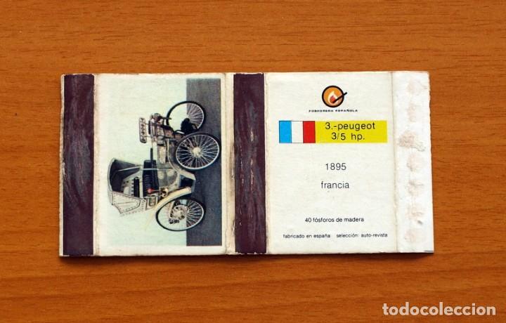 Cajas de Cerillas: Caja de cerillas - Coches antiguos - N&ordm; 3 Peugeot 3/5 HP. 1895 Francia - Fosforera espa&ntilde;ola 1975