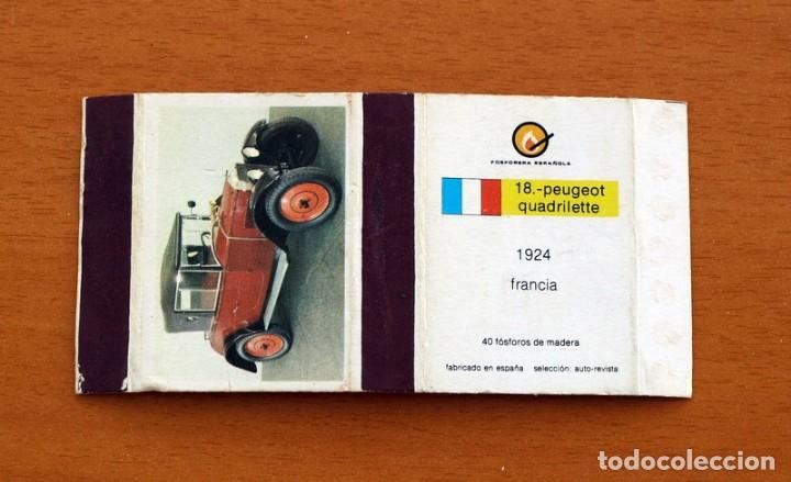 Cajas de Cerillas: Coches Antiguos - N&ordm; 18 Peugeot Quadrilette - Caja de cerillas - Fosforera Espa&ntilde;ola A&ntilde;o 1975