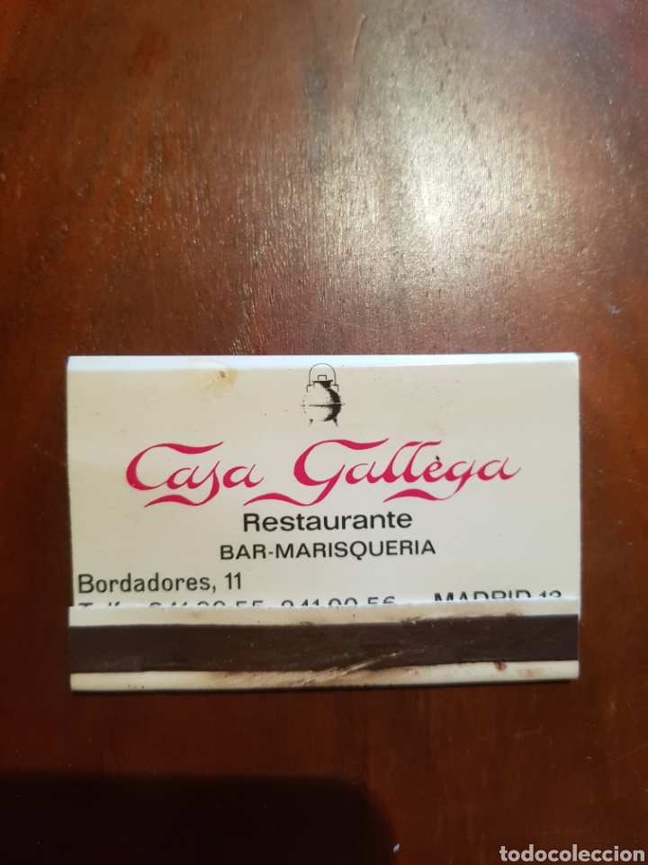 Bo&icirc;tes d'Allumettes: Carterita de cerillas - Restaurante, Bar-Marisquer&iacute;a Casa Gallega, Madrid - Fosforera Espa&ntilde;ola