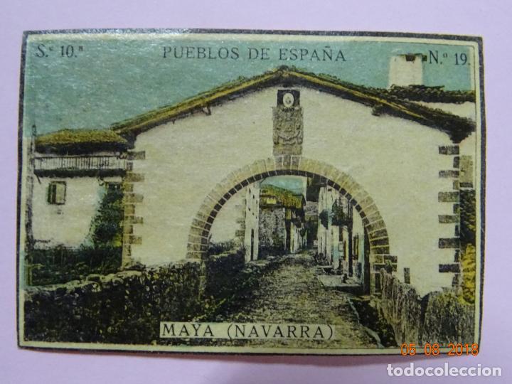 Cajas de Cerillas: Serie 10&ordf; PUEBLOS DE ESPA&Ntilde;A con MAYA Navarra - Cia. Arrendataria de Fosforos 1920s.