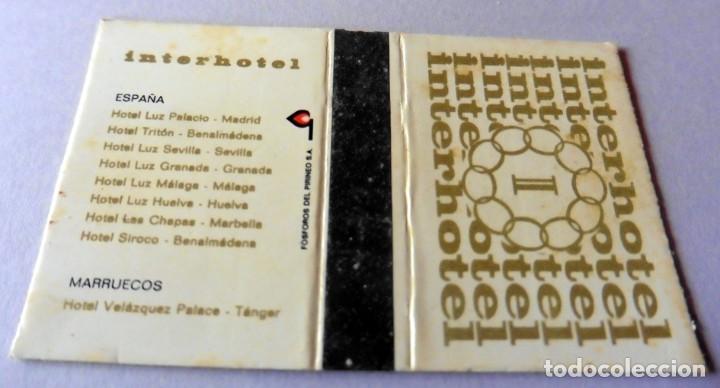 Cajas de cerillas: ANTIGUA CAJA DE CERILLAS EN PLANCHA - INTERHOTEL -  (VER FOTOS)