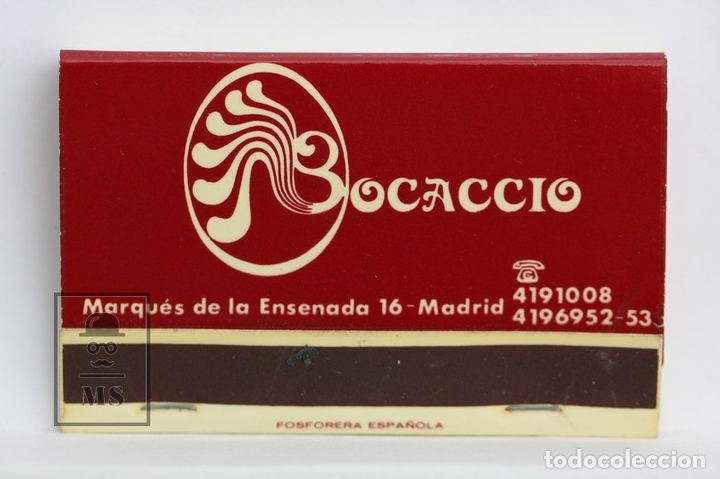 Cajas de cerillas: Carterita Cerillas Publicitaria - Discoteca Bocaccio / Madrid, Barcelona - Completa - Roja -Jamie'08