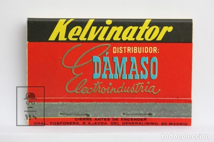 Cajas de cerillas: Carterita Cerillas Publicitaria - Kelvinator Distribuidor D&aacute;maso - Ubeda, Ja&eacute;n - Completa
