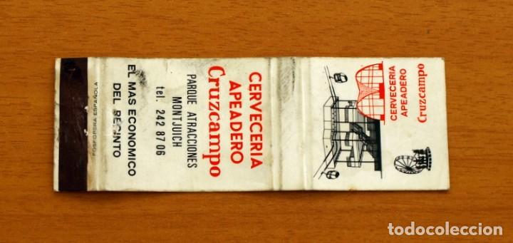 Cajas de Cerillas: Cervecer&iacute;a Apeadero Cruzcampo, Parque Atracciones Montjuich-Carterita de cerillas-Fosforera Espa&ntilde;ola