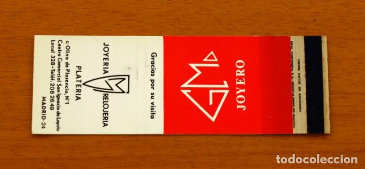 Cajas de Cerillas: GMO Joyero, Joyer&iacute;a GM Relojer&iacute;a, Plater&iacute;a, Madrid - Carterita de cerillas - General Fosforera