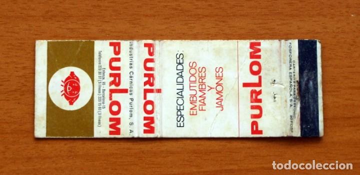 Cajas de Cerillas: Industrias C&aacute;rnicas Purlom S.A. Barcelona - Carter&iacute;ta de cerillas - Fosforera Espa&ntilde;ola